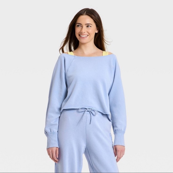 JoyLab Tops - JoyLab™ Women's French Terry Off-The-Shoulder Sweatshirt - BLUE - XXS, XS & L